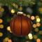 Basketball Glass Christmas Hanging Ornament - 3.5" - Orange and Black